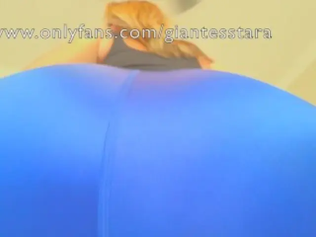 Giantess shrinks stepdad makes him a buttplug in shiny spandex shorts trailer
